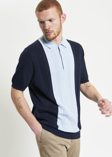 Ben Sherman Polo's Textured block stripe polo - dark navy