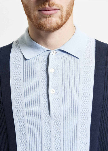 Ben Sherman Polo's Textured block stripe polo - dark navy