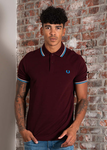 Fred Perry Polo's Twin tipped polo - oxblood ecru court blue