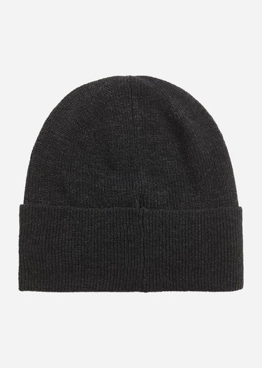 Lyle & Scott Mutsen Lambswool blend ribbed beanie - jet black marl