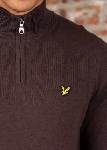Lyle & Scott Truien Cotton merino quarter zip jumper - espresso