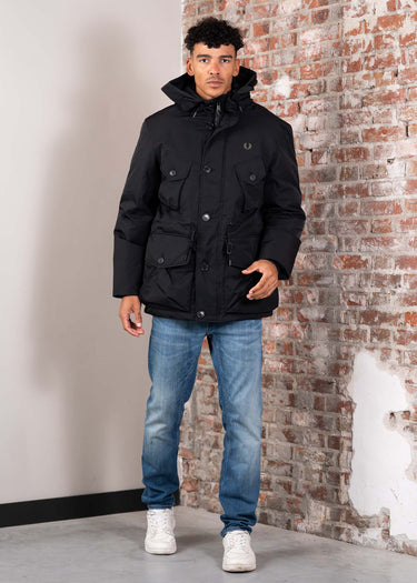 Fred Perry Jassen Patch pocket puffer jacket - black