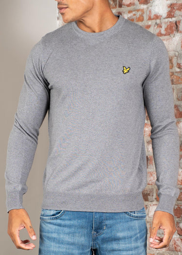 Lyle & Scott Truien Cotton merino crew neck jumper - mid grey marl