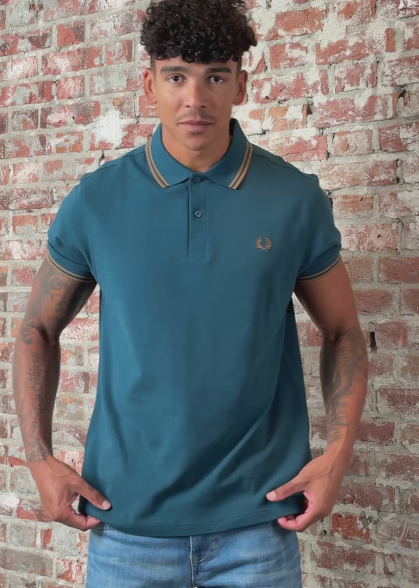 Fred Perry Polo's Twin tipped polo - dark petrol shaded stone