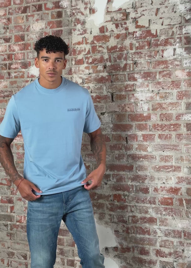 Napapijri T-shirts Back graphic t-shirt - faded denim